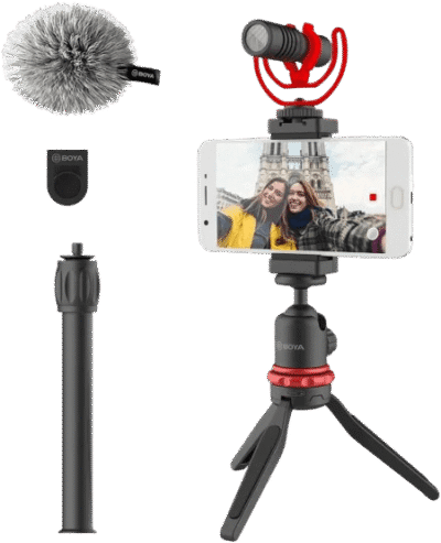 BOYA BY-VG330 Smartphone Video Rig with Mini Tripod, Extension Tube, and Video Microphone